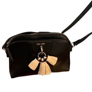 Nine West Black Crossbody Purse Fringed Tasseled Night Out Purse